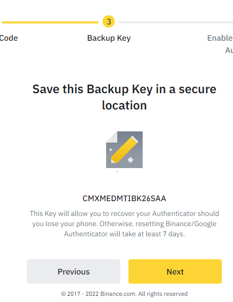 backup key authen